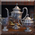 S11. Towle ":Louis XIV" 3-piece sterling silver coffee, creamer and sugar set. 